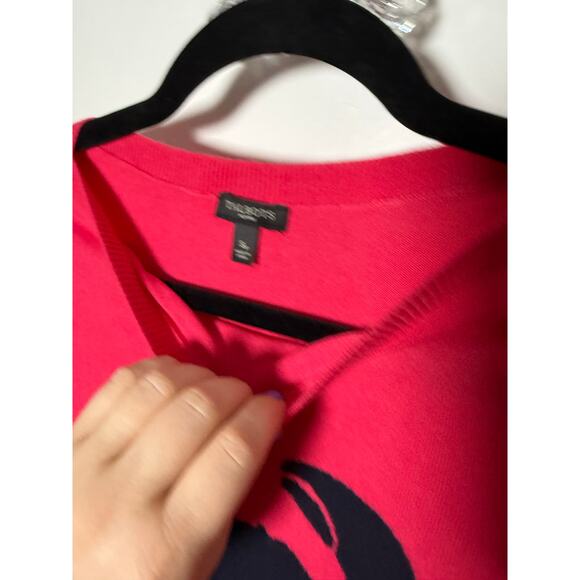 Talbots Hot Pink Navy Blue Nautical Coastal Crab Sweater Women's Small Petite - Picture 4 of 6
